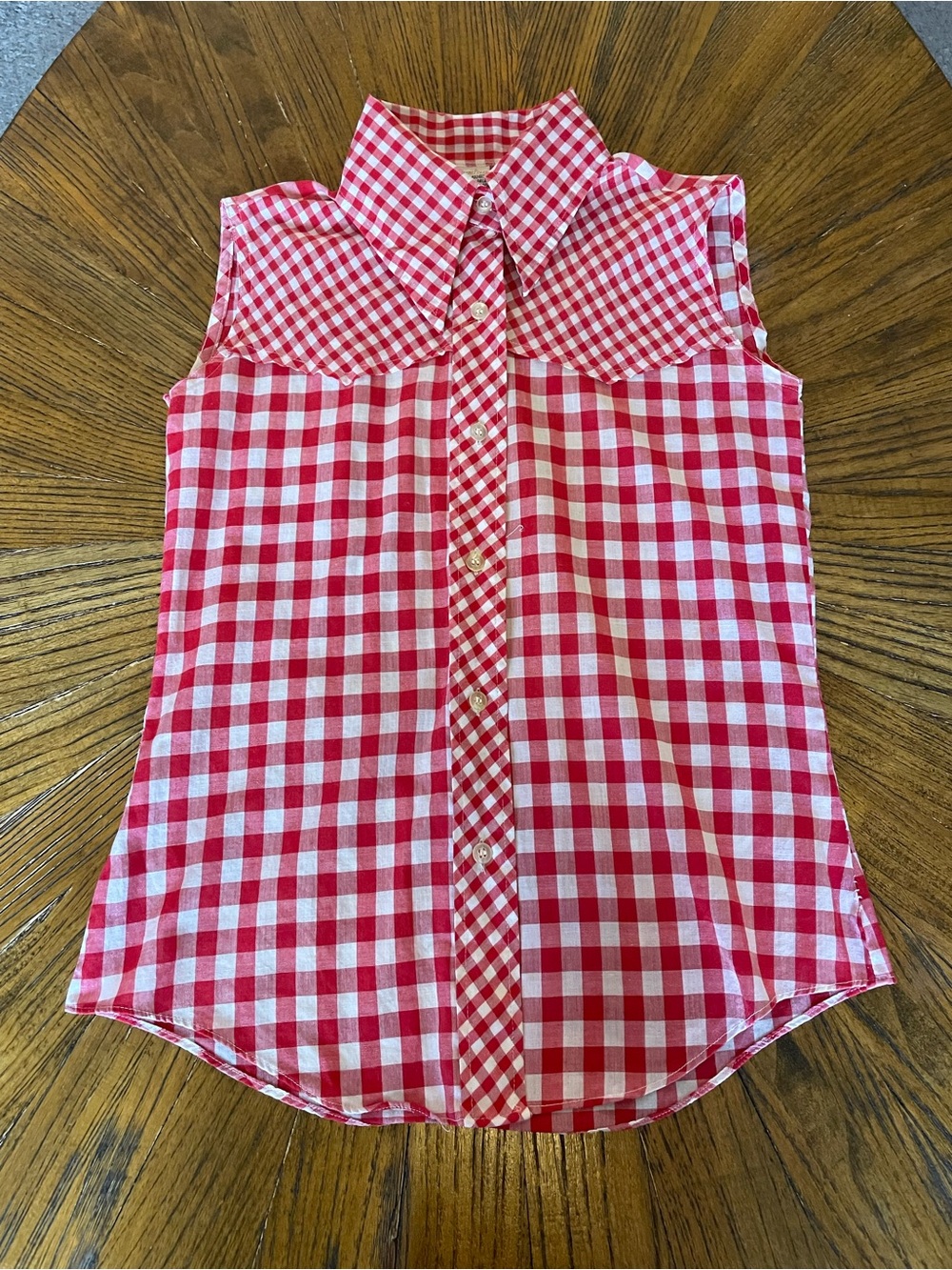 Vintage 1970’s Red and White Gingham Sleeveless Button-Front Tank